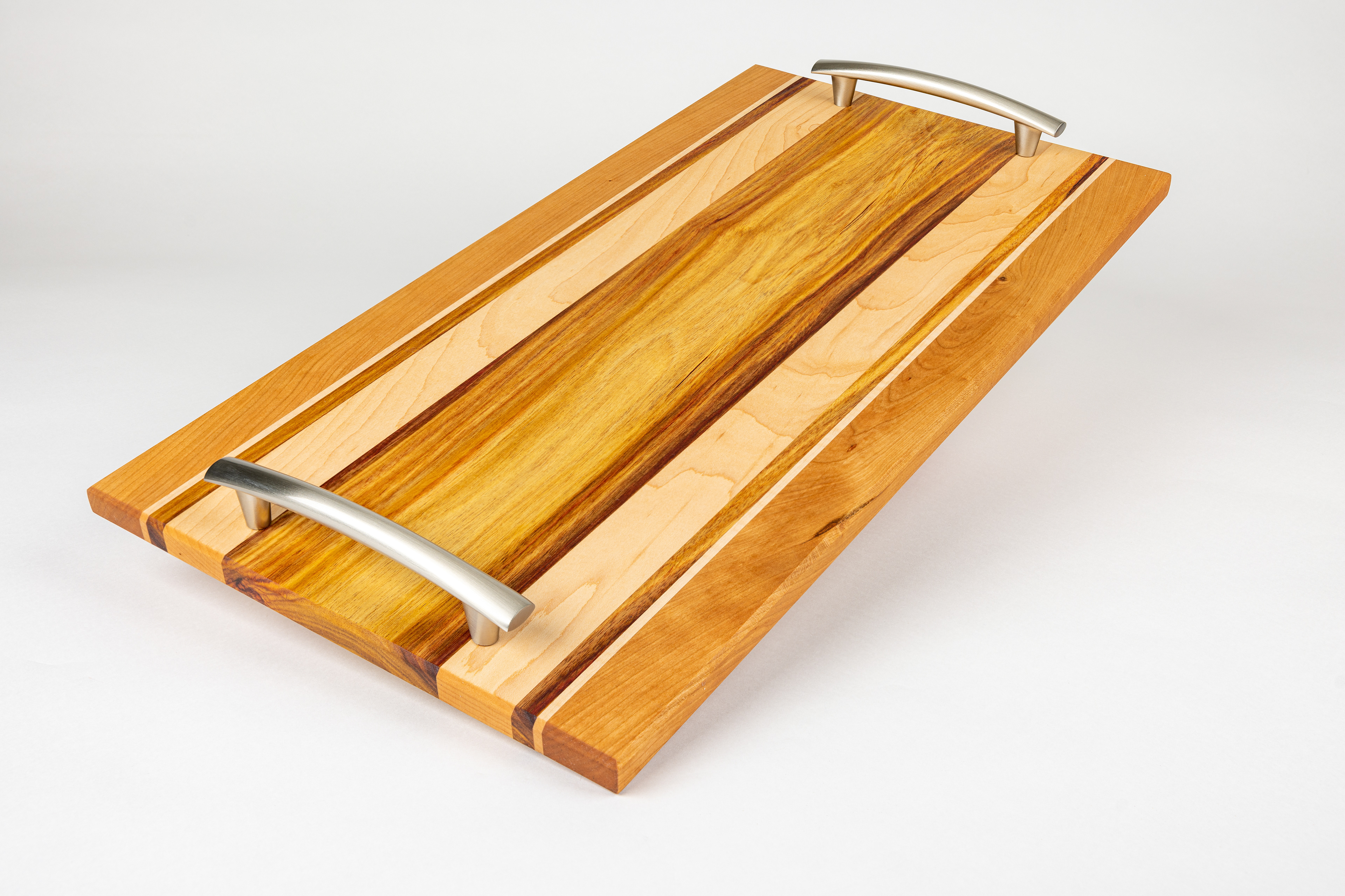 Serving Tray with Canarywood, Hard Maple, Curly Maple, and Cherry