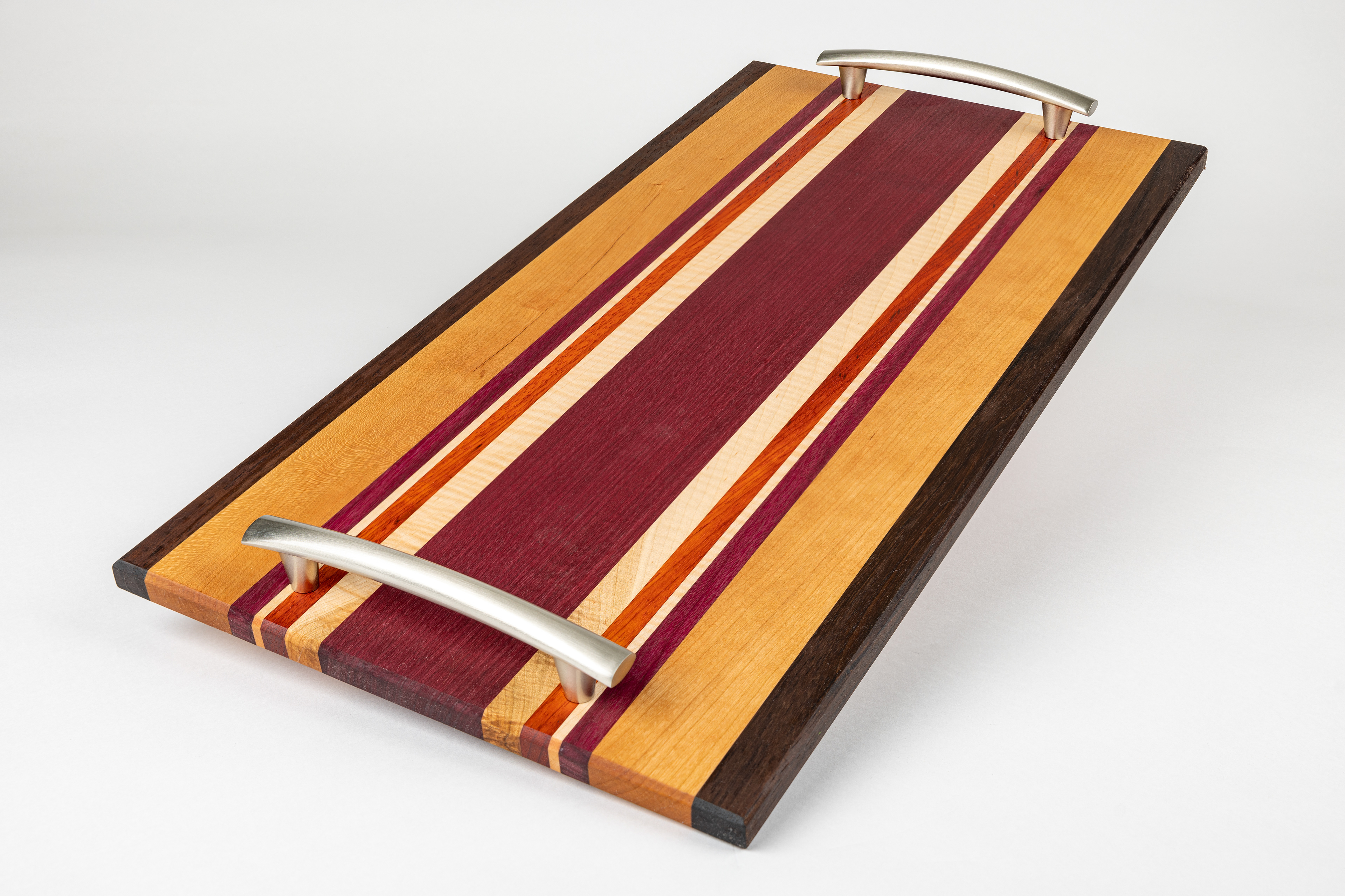 Serving Tray with Purpleheart, Curly Maple, Padauk, Cherry, and Peruvian Walnut
