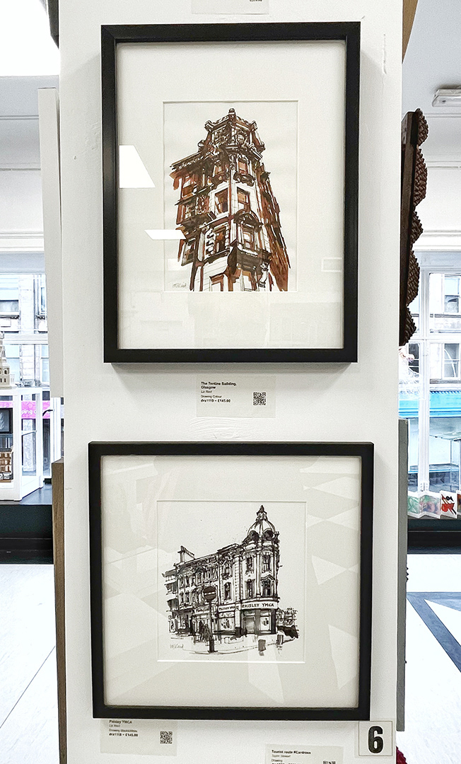 Two original drawings appearing in the Big Art Show 2026