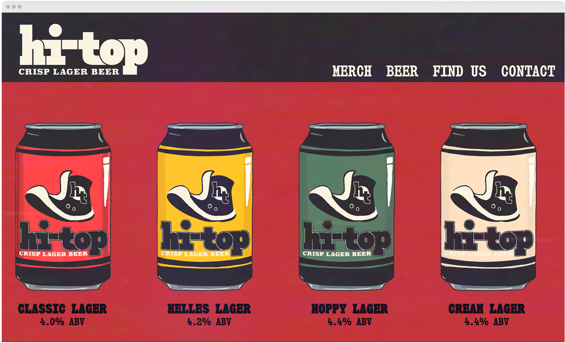 hi-top website mockup