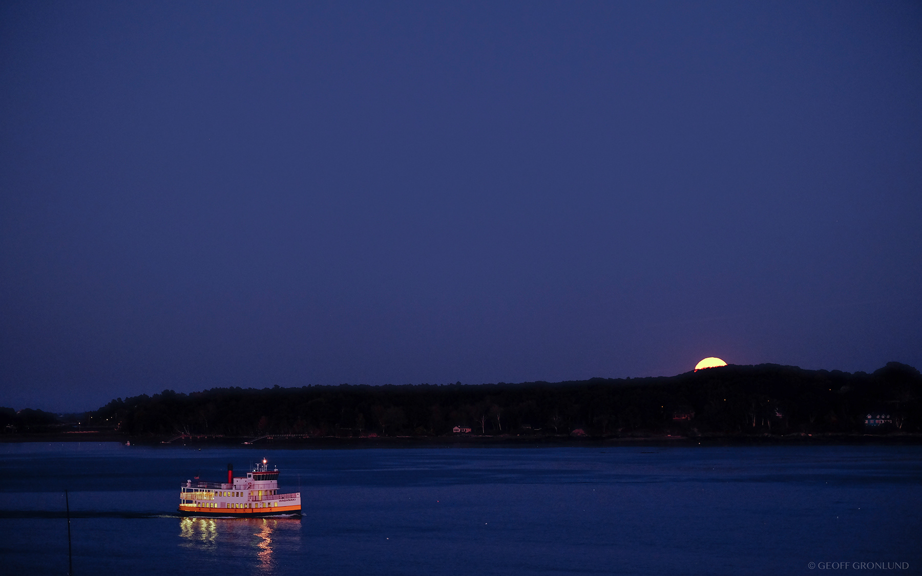Moonrise over Peaks Island, Portland Harbor, Portland, Maine