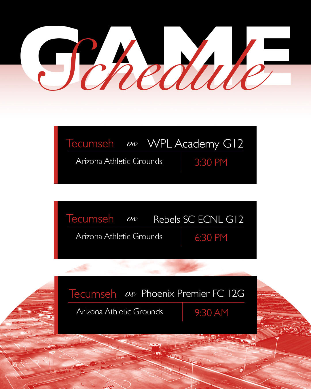 Tecumseh United FC - Arizona Tournament - Schedule