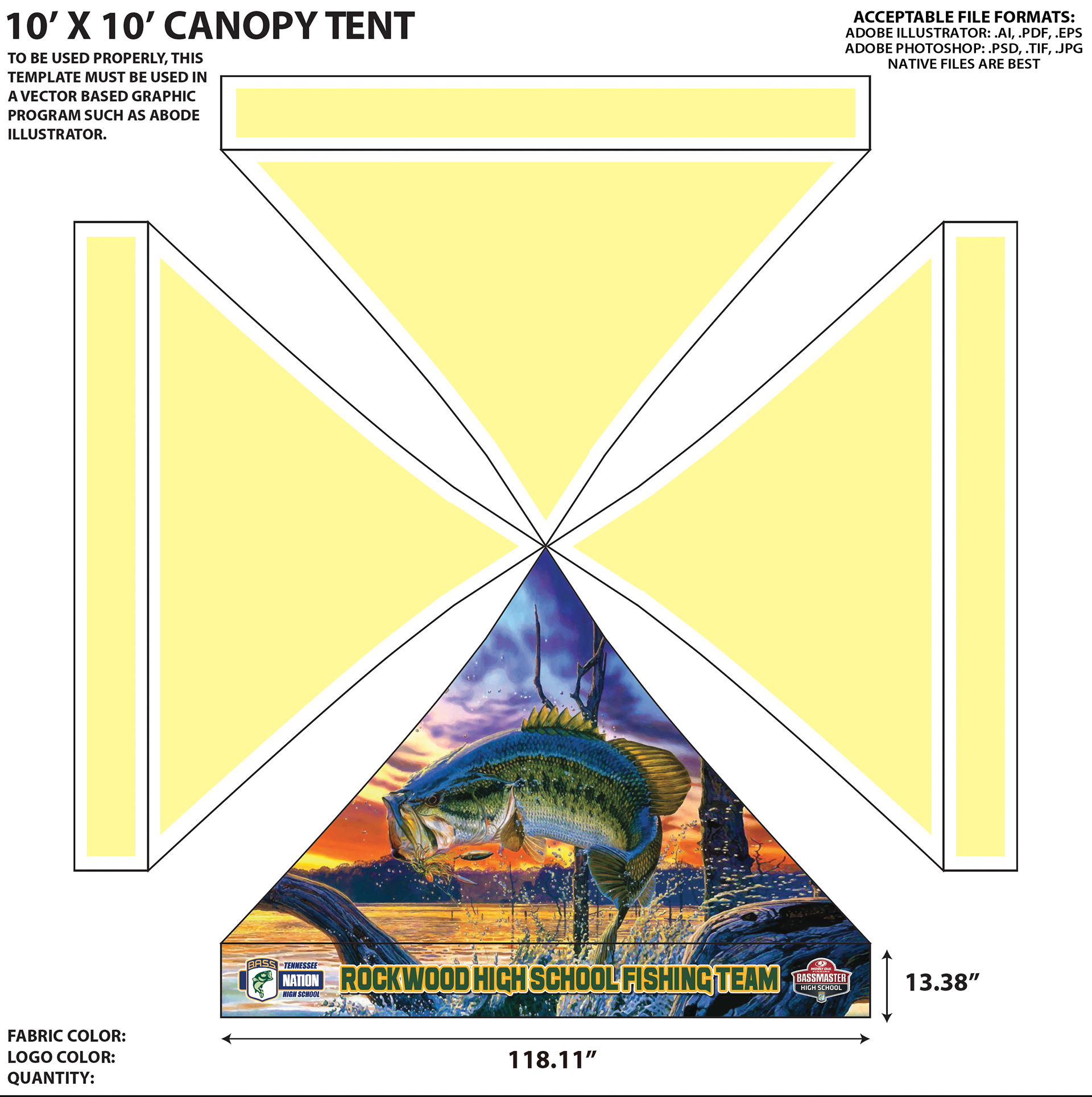 CANOPY TENT DESIGN FOR HIGH SCHOOL FISHING TEAM.