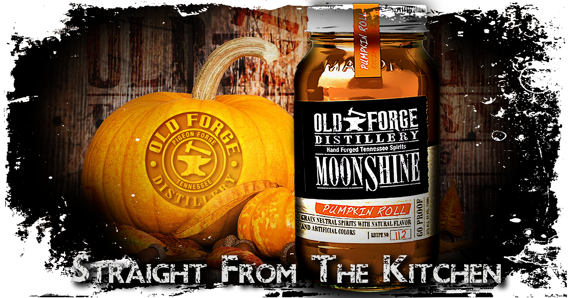 OLD FORGE "NEW SEASONAL" PUMPKIN ROLL MOONSHINE ADVERTISMENT