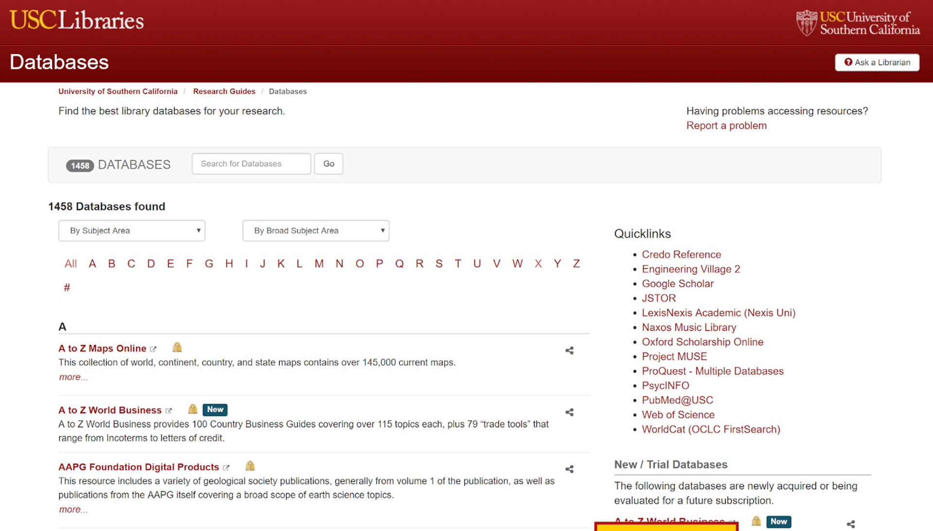 Most libraries relied on lists of databases to organize content.