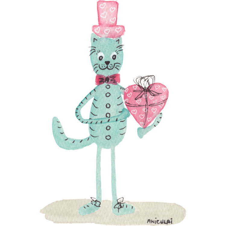 AN058 Cat with heart gift