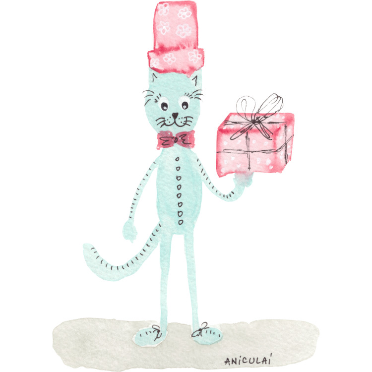 AN051 cat with gift