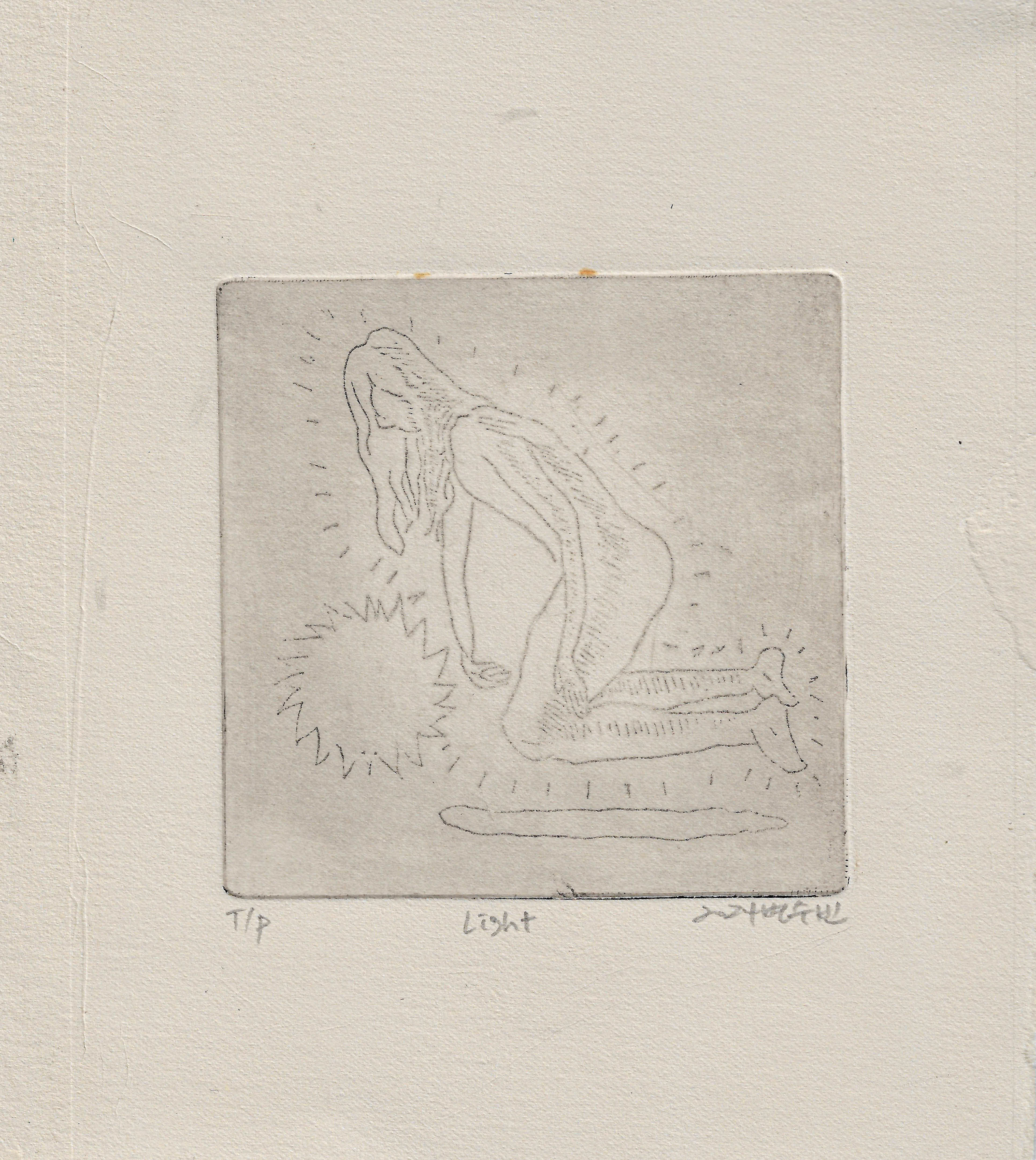 light, etching on paper, 10x10cm, 2024