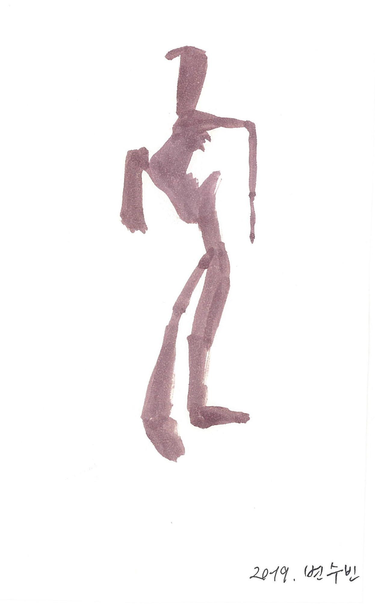 trace2, 18.0x12.218.0cm, oil on paper, 2019