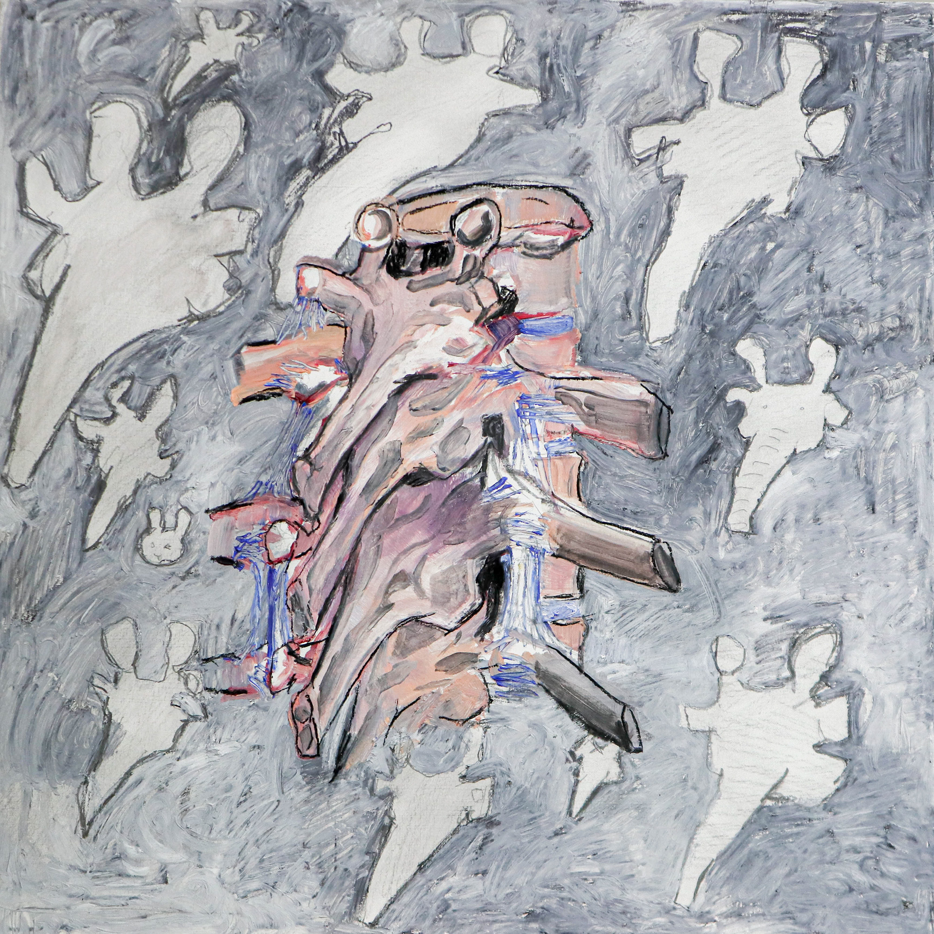 Rocking Spine no.1,2,3, pastel and oil on pannel , 72.7x72.7cm, 2023