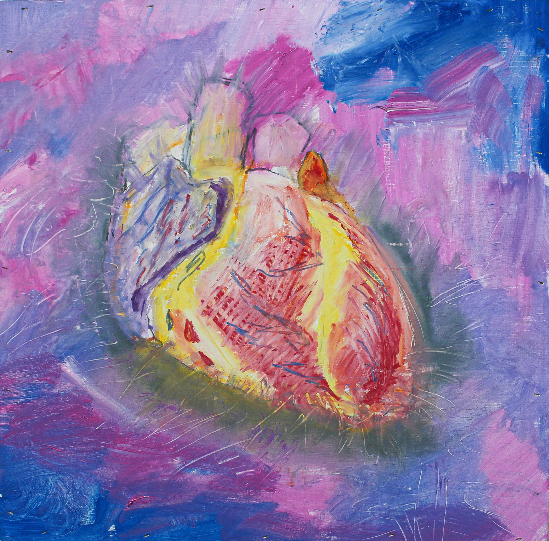 HeartS2, oil and oil pastel on pannel, 45.5x45.5cm, 2023