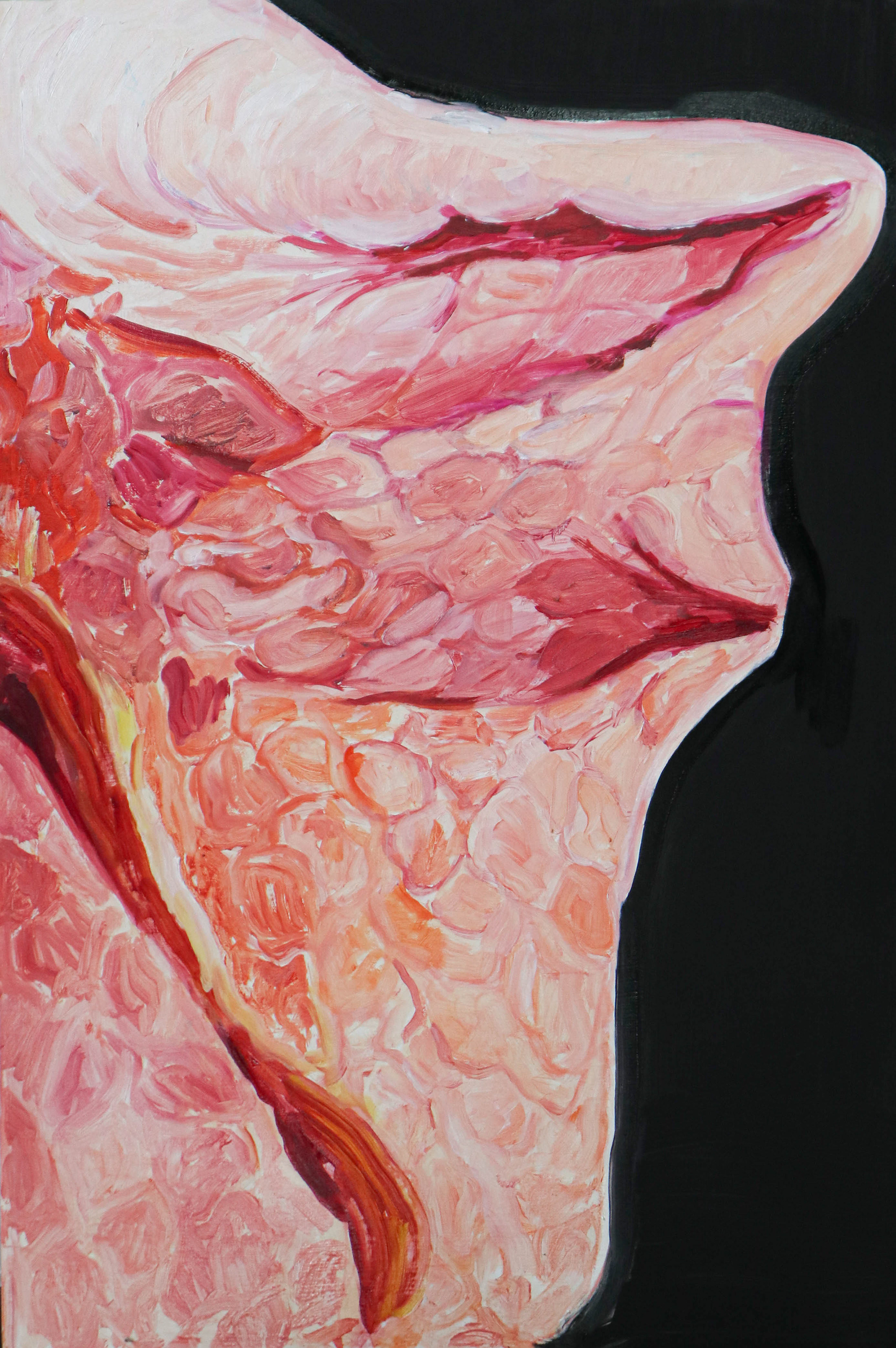 leather left oil on pannel, 90.9x60.6cm, 2023