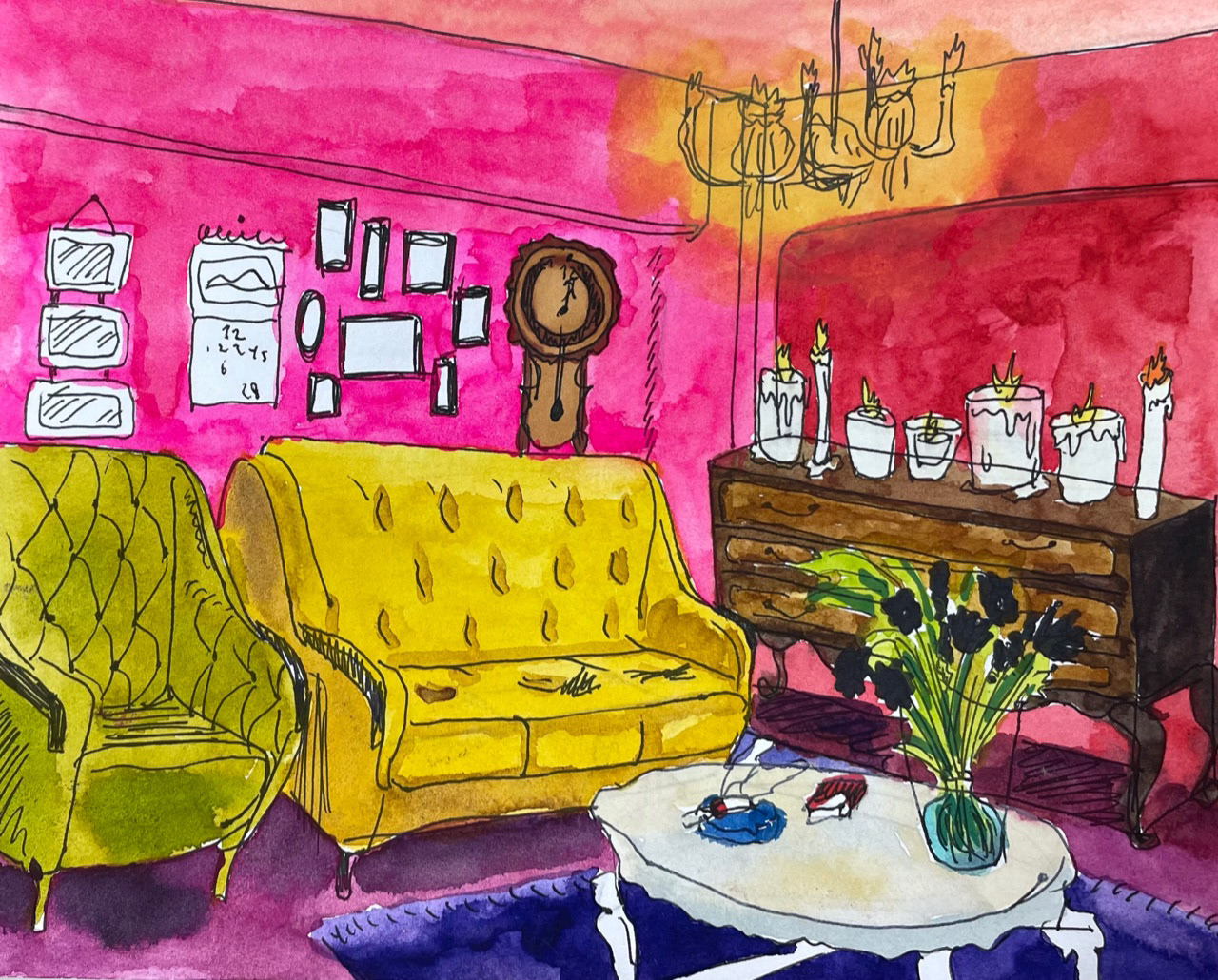 No place to go... BUT HOME!, watercolor on paper, 14.8x20.0cm, 2021