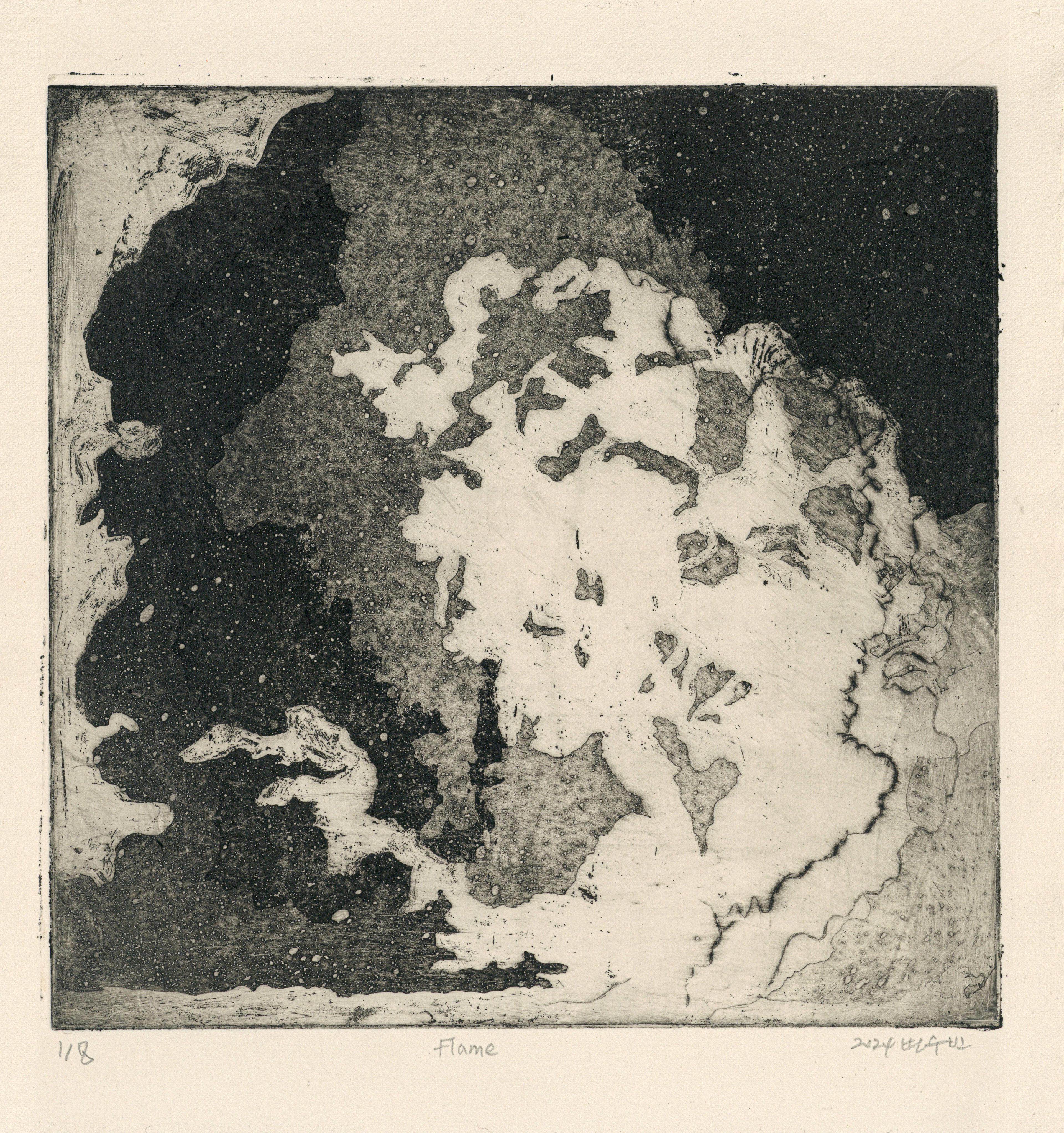 Flame, aquatint and etching on paper, 20x20cm, 2024