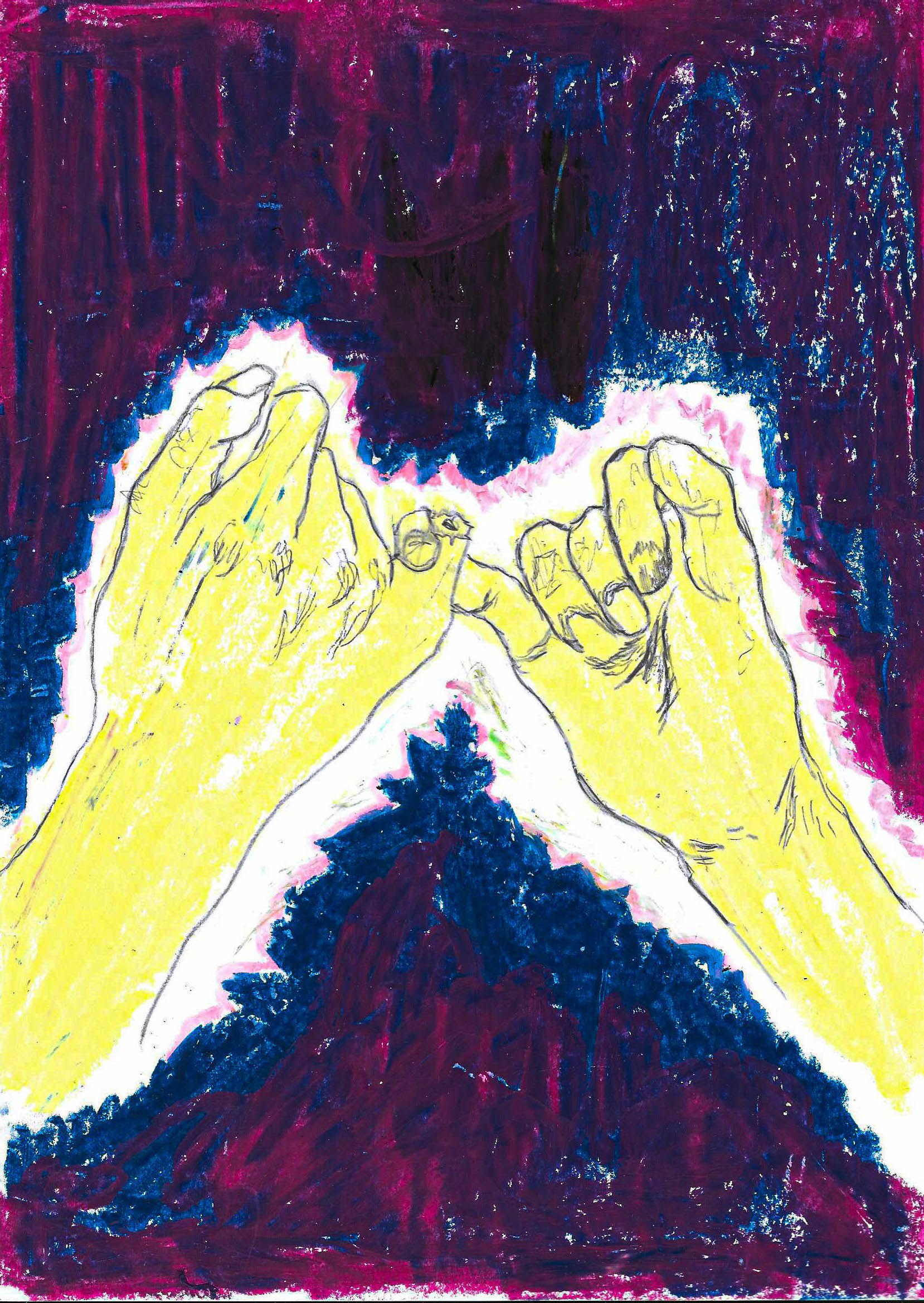 promise 1, oil stick on paper, 29.7x21.0cm, 2020