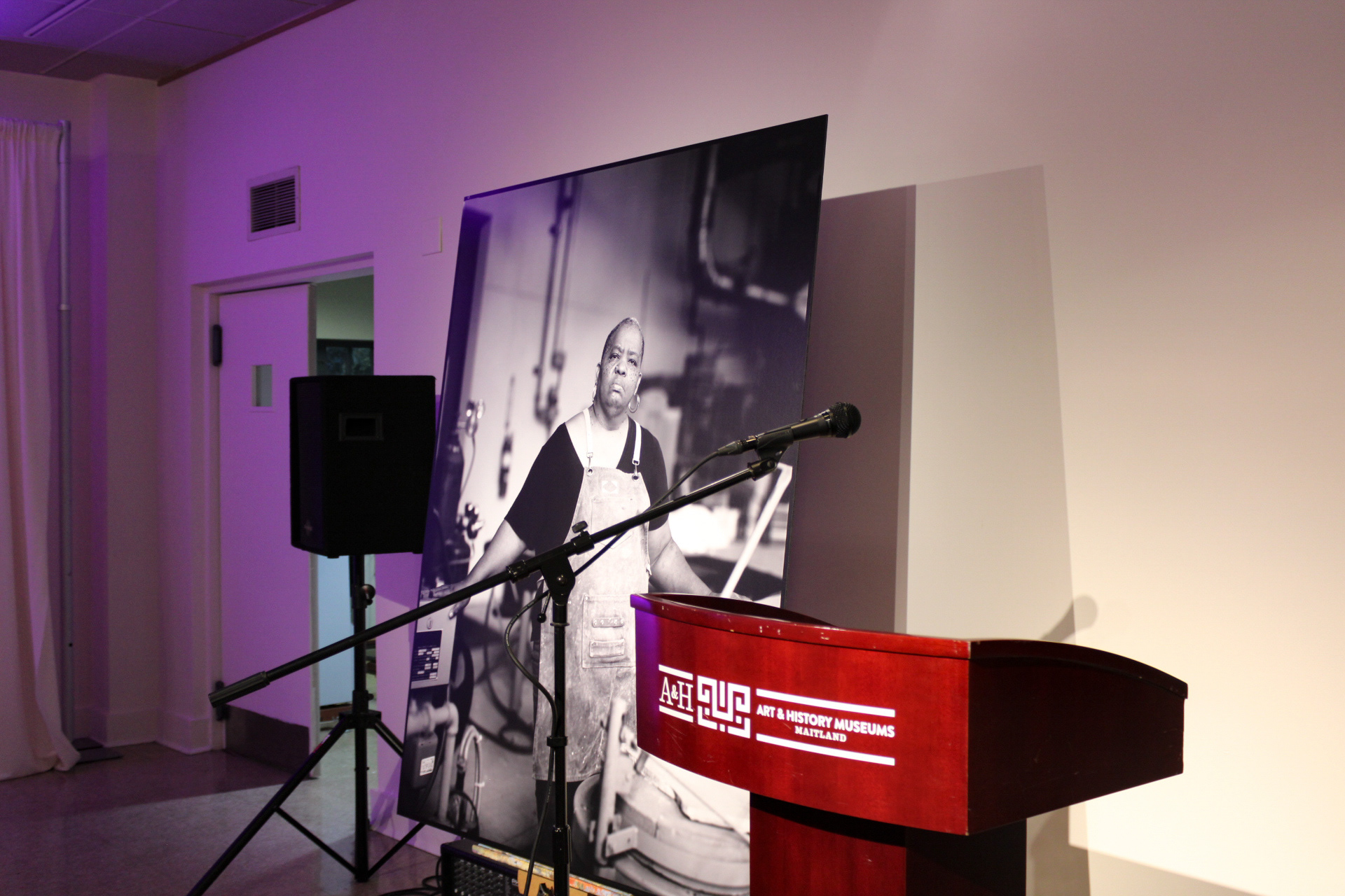 Inside view of the German Marvel Building during the opening exhibition remarks at Art and History Museums of Maitland