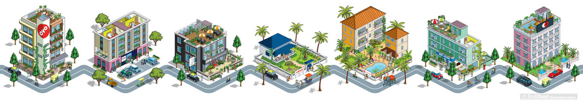 Illustrated book of OYO hotels, apartments and services