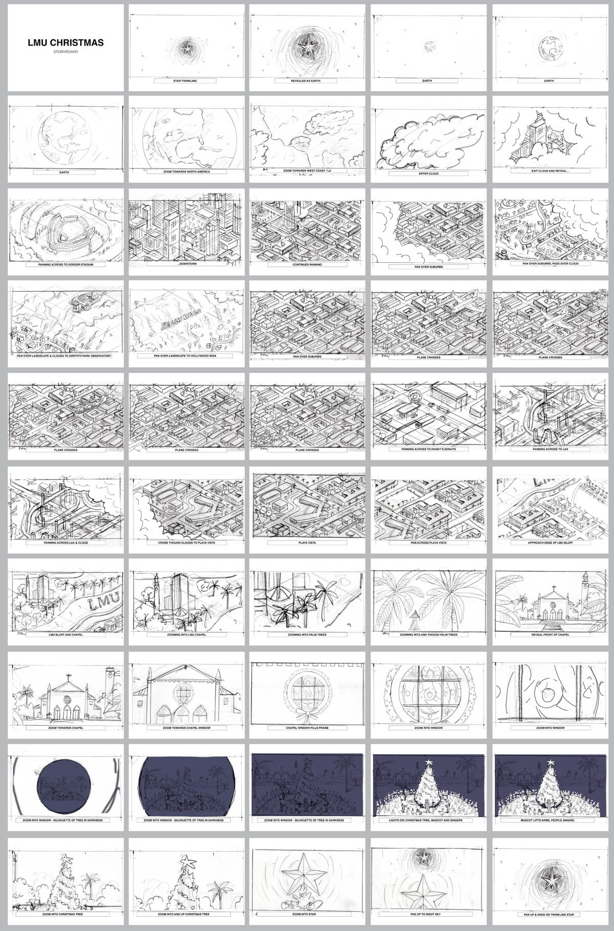 Animatic and Storyboard for the Loyola Marymount University Christmas Message animated film