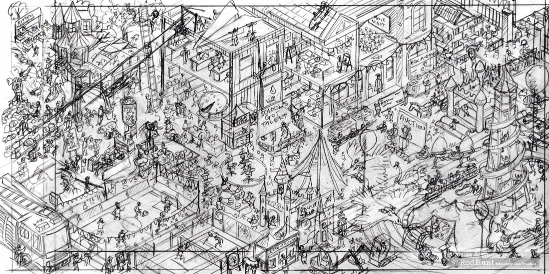 Original concept sketch for an advertising campaign for Bank of Scotland