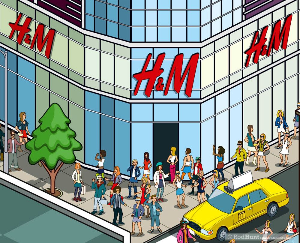 H&M store illustrated for The Business of Fashion