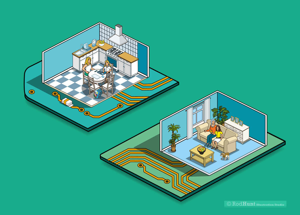 Illustrations of Technology and electronics in the home