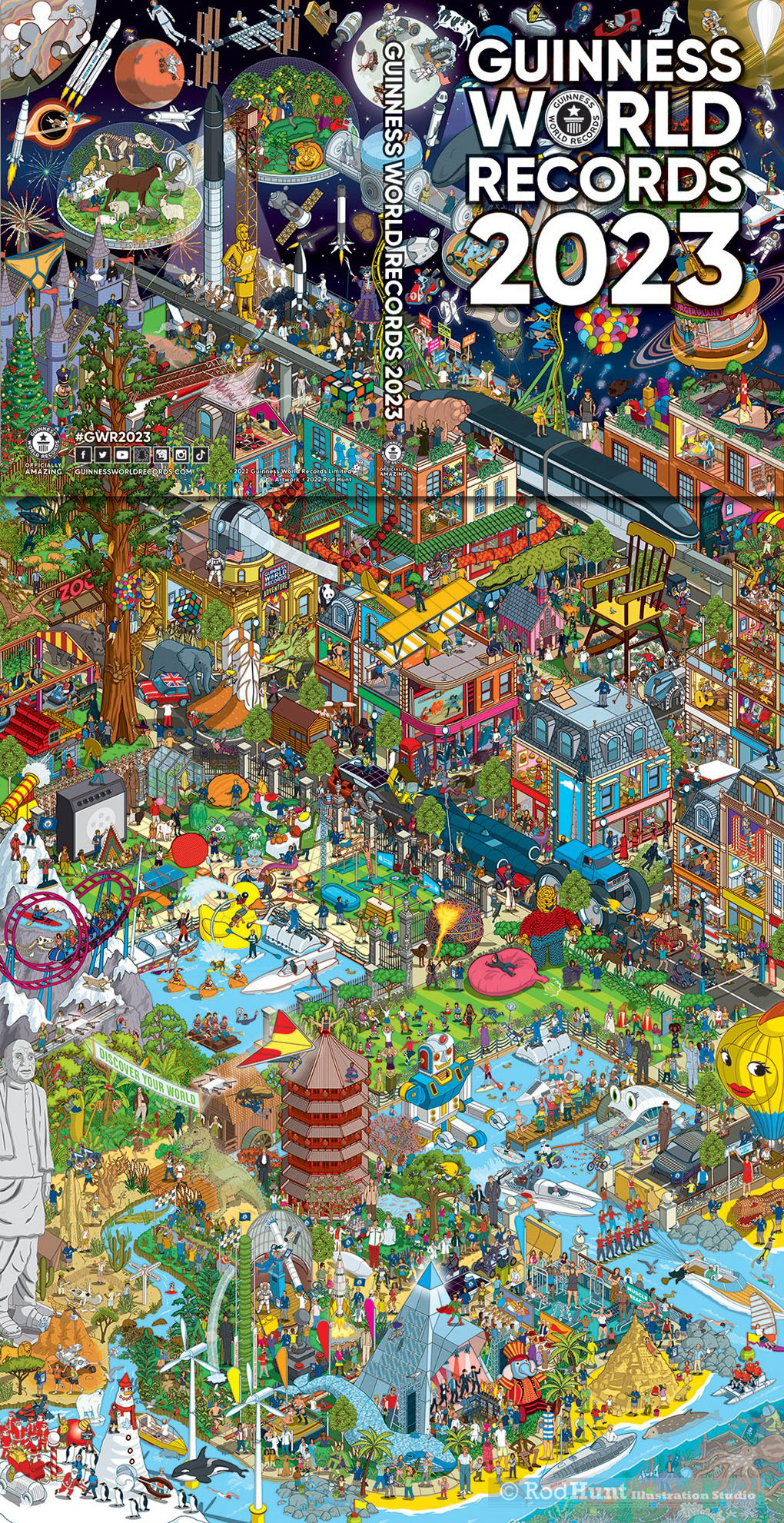 Combined Illustration for  Guinness World Records book covers 2021 to 2023 