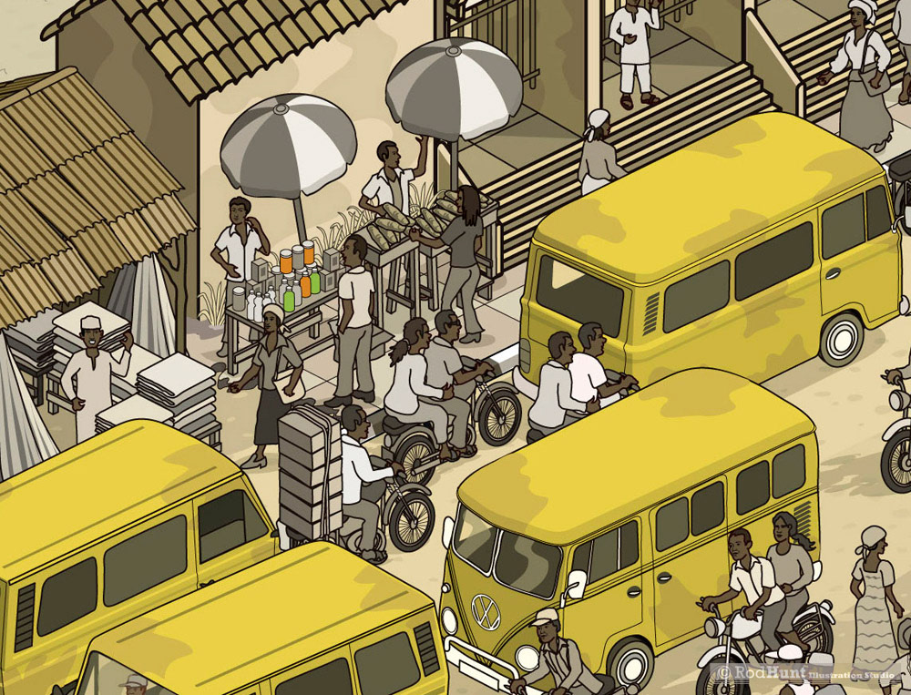 isometric illustration used on the front cover of a travel book