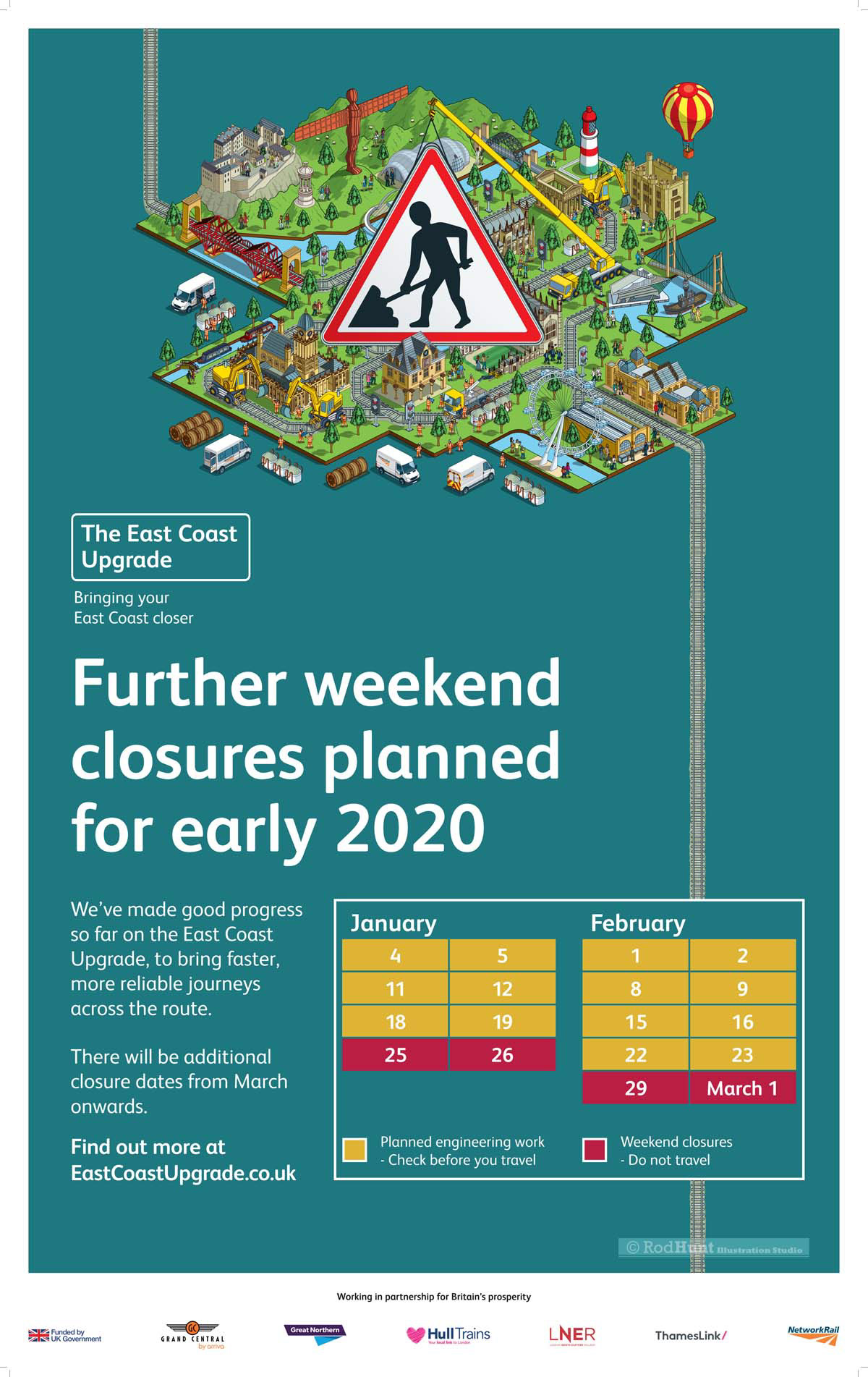 UK East Coast Mainline Railway Advertising Campaign Illustrator