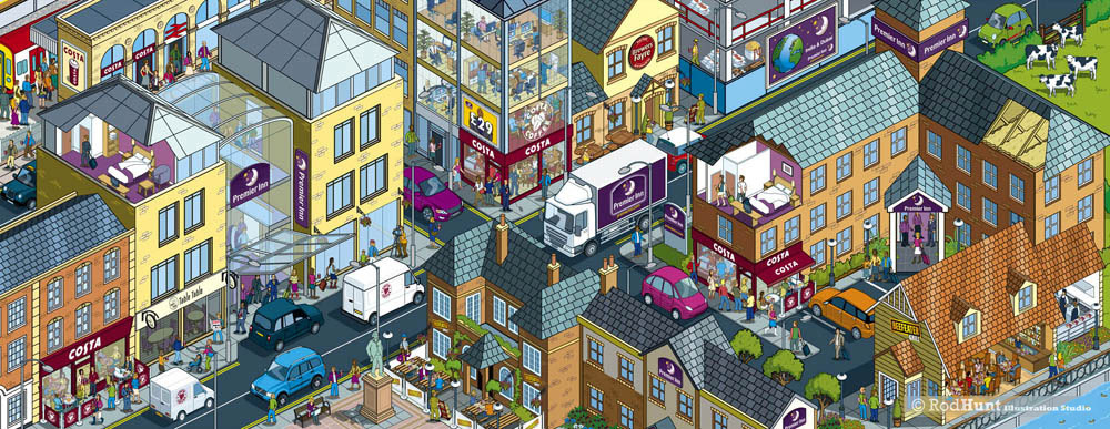 Isometric Business Illustrations for Whitbread Corporate Website