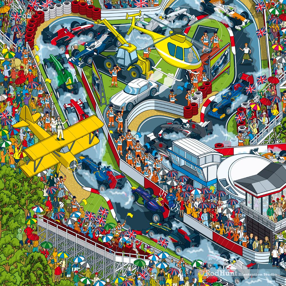 Formula 1 British Grand Prix Isometric illustrations 