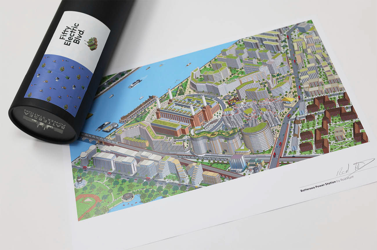 Battersea Power Station Development Neighbourhood Map Art print