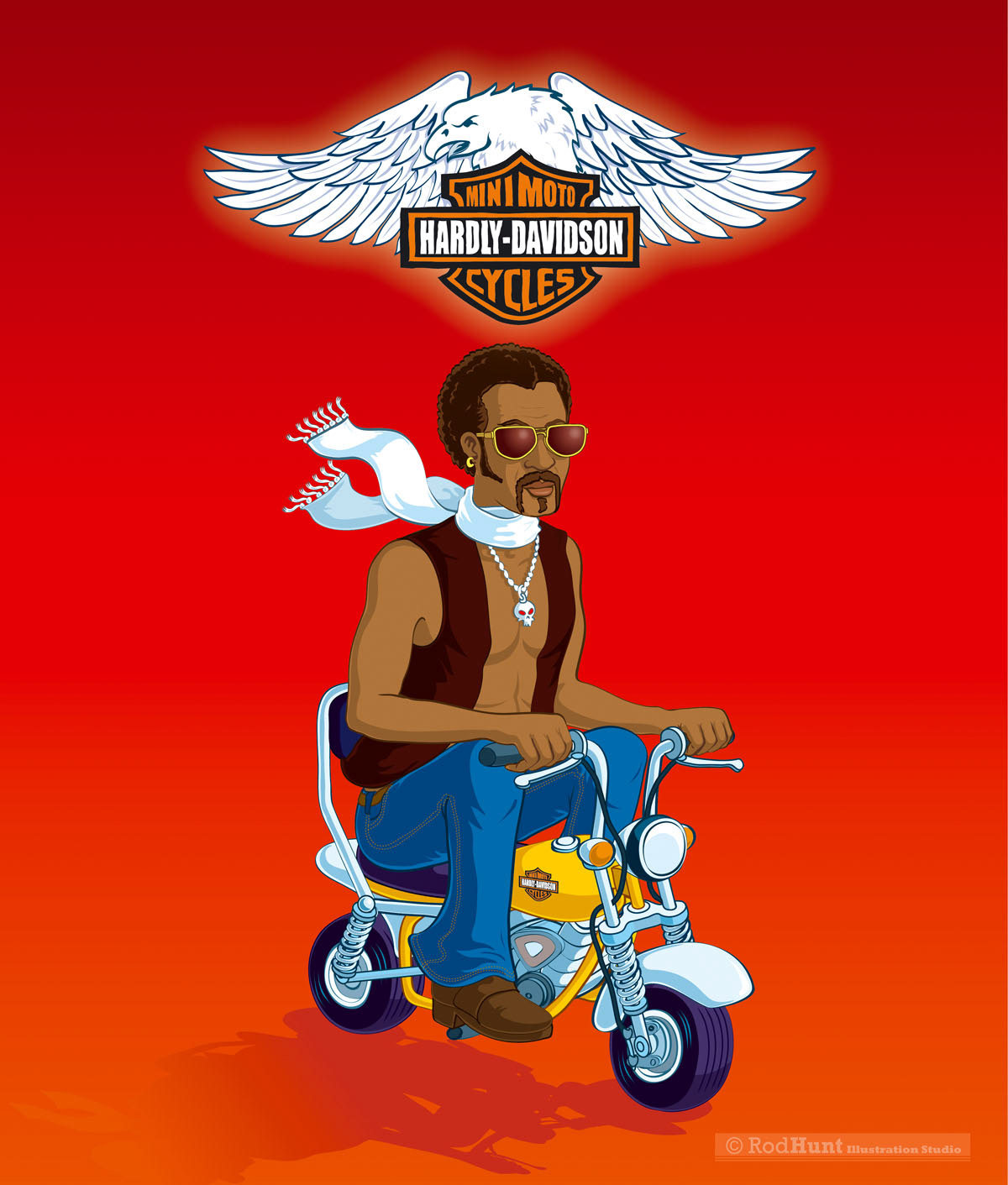 Hardly Davidson - Cool Mini Motorcycle Retro Poster Illustration 