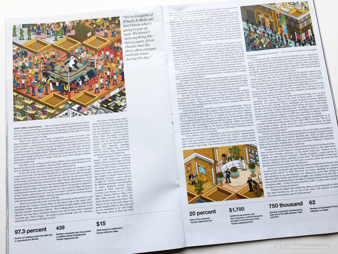 Spot illustrations in the Magazine Business of Fashion