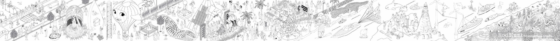 Colour by numbers illustration used as a large scale wall mural