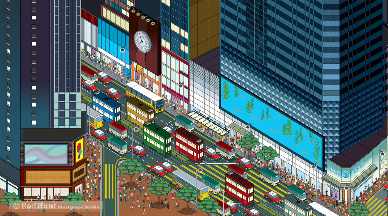 Animated Cityscape Hong Kong