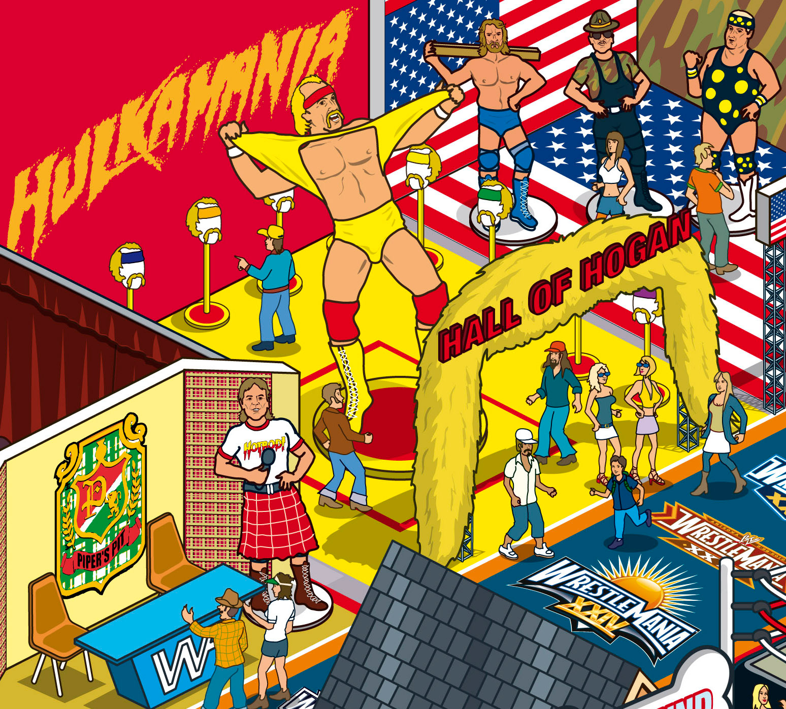 WWE Hall of Fame museum and exhibition illustrations