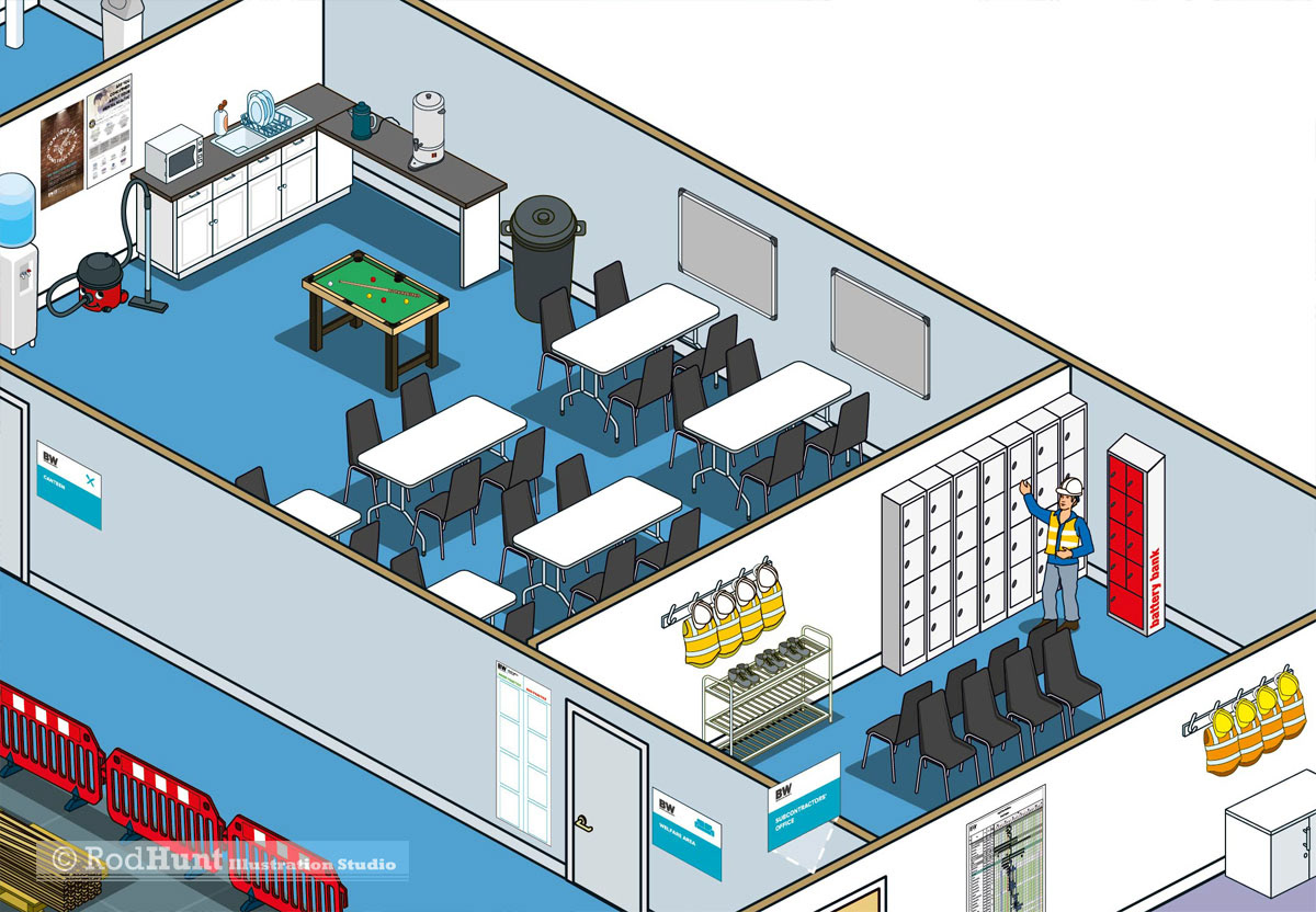 isometric infographics building interior fit out construction site