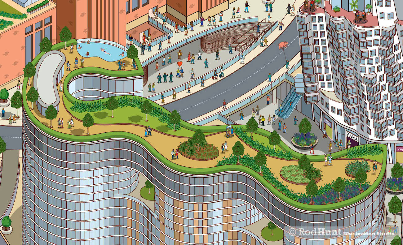 Detailed Battersea Power Station Development Map architectural Illustration