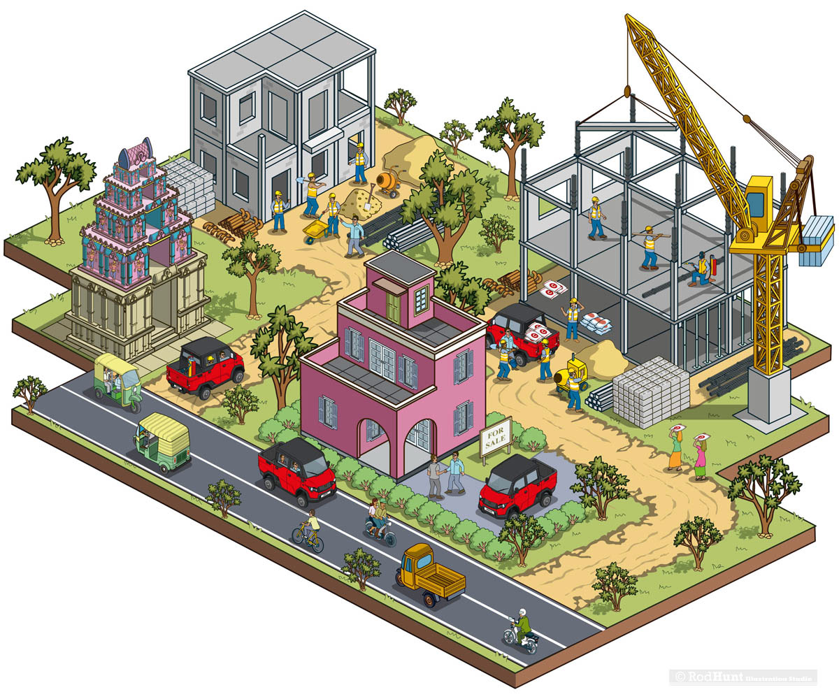 Illustrations of a construction site 