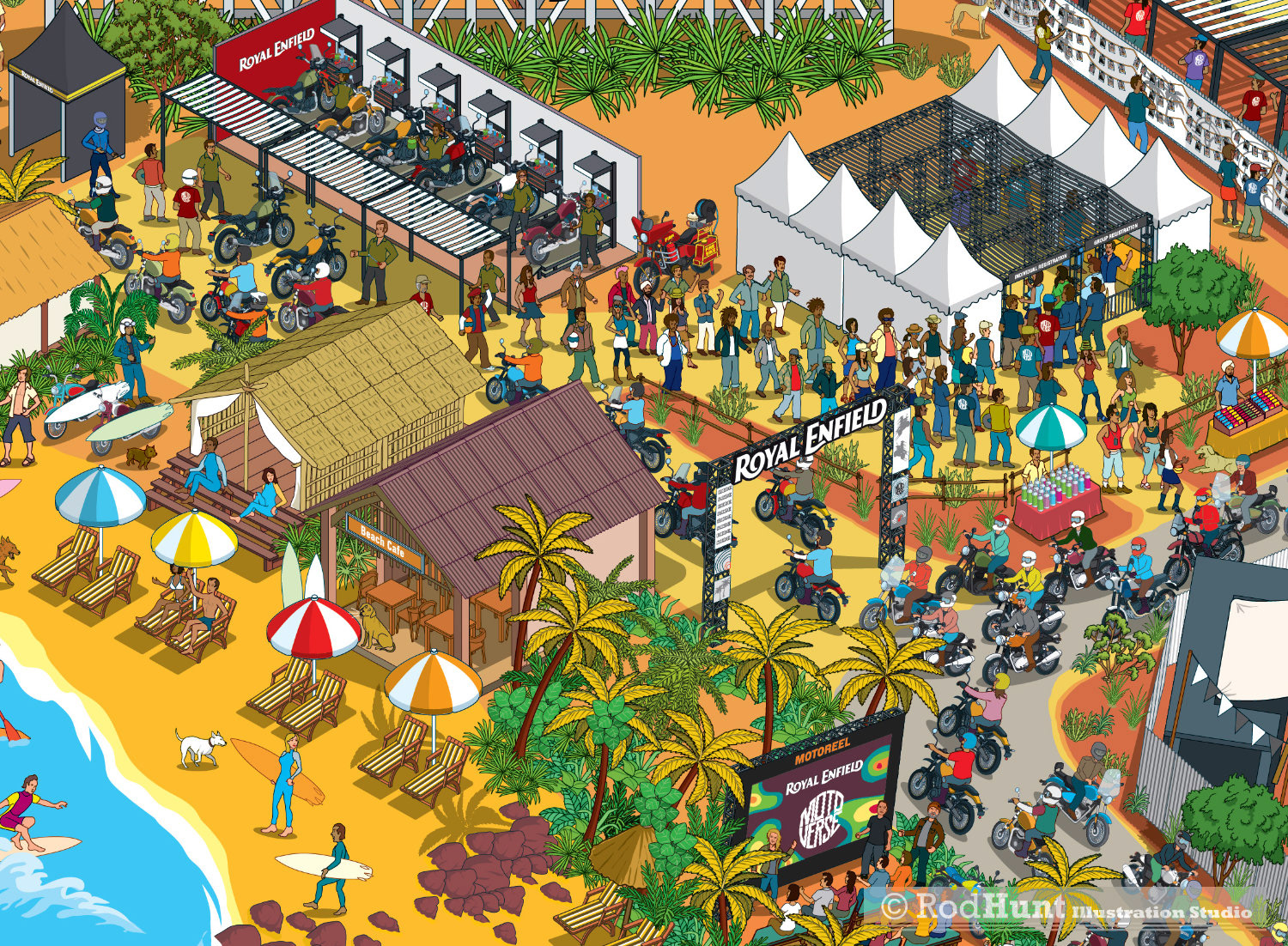Illustrated Goa Beach for music event poster