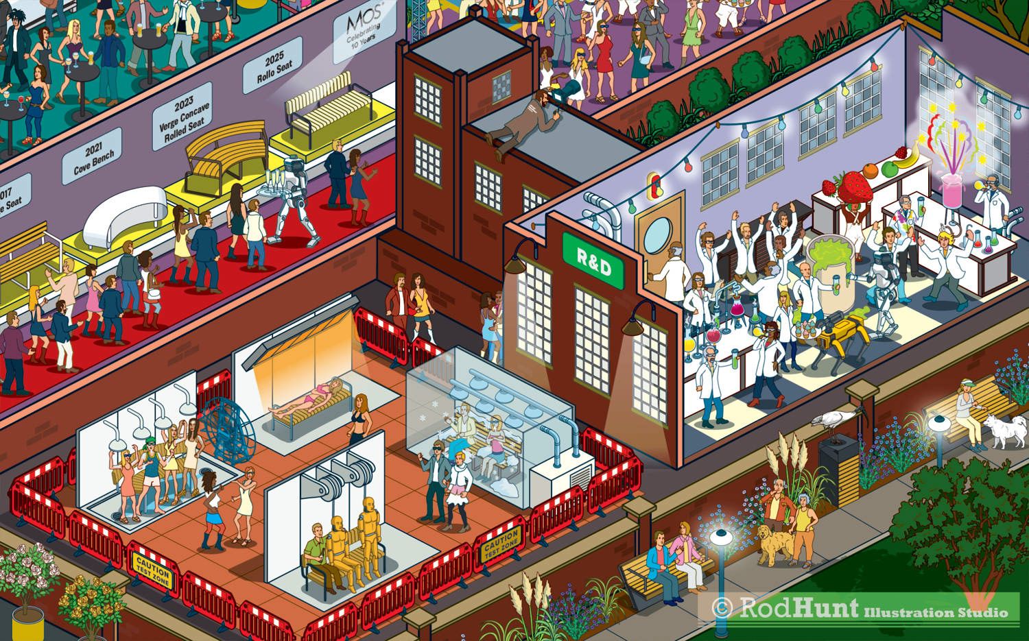 VIP party seek and find style illustration