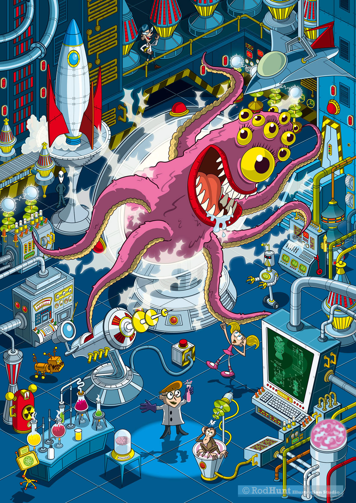 Dexter's Laboratory isometric illustration - Cartoon Network 20th Birthday Celebration Book & Exhibition Artwork