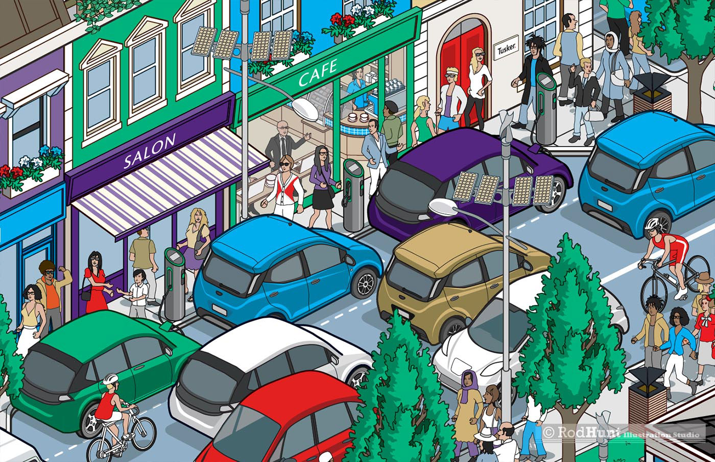 Automotive Electric Car illustrated campaign