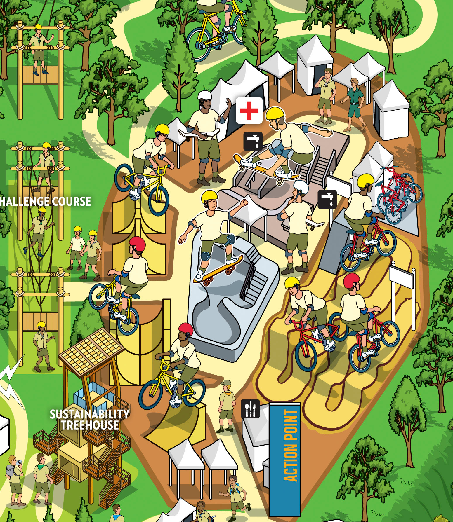 Map Art and Illustration created for Scouting Jamboree event guide
