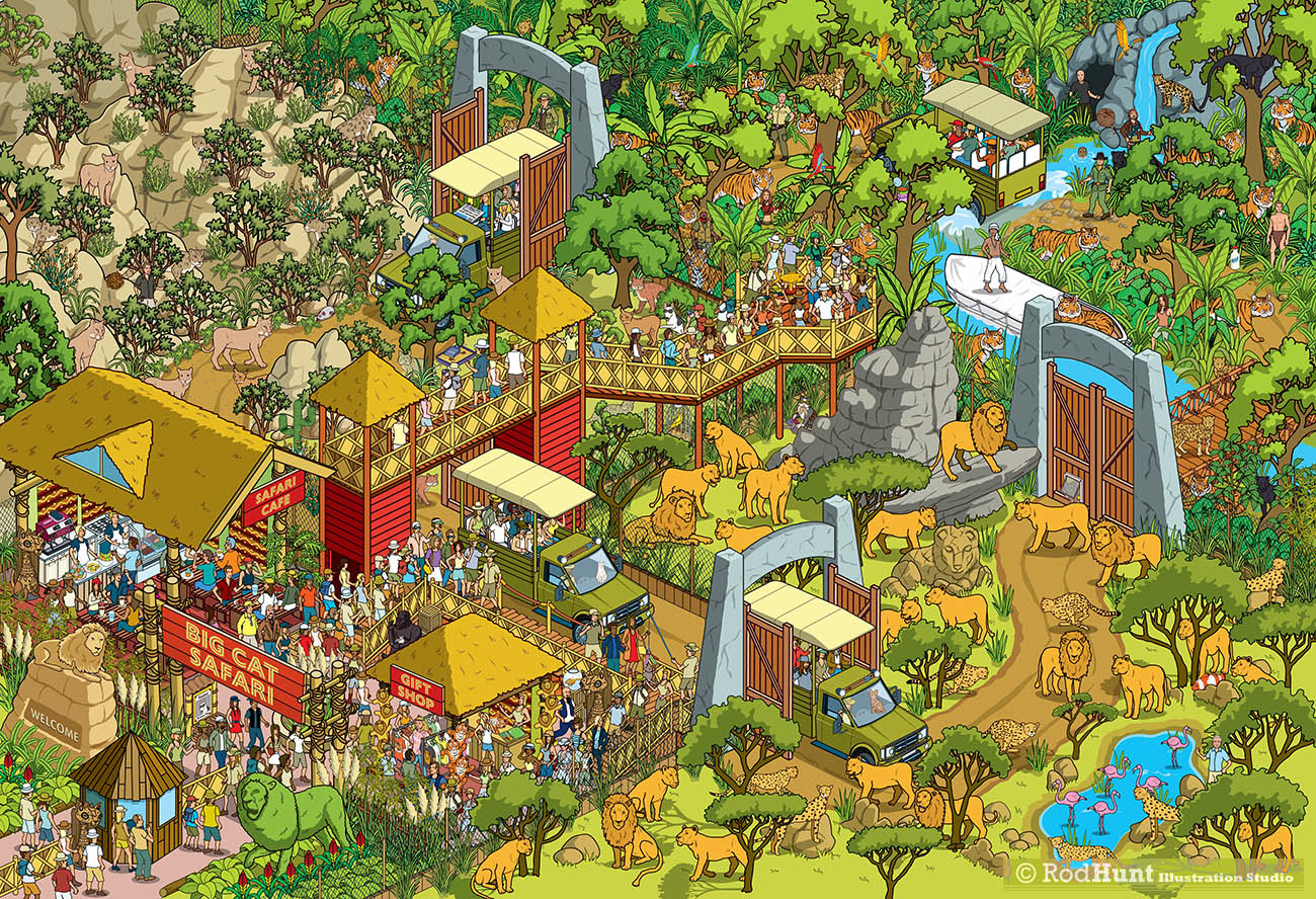 Yappy.com Where's Your Cat/Dog? Adventures in Meowtown: Personalised search and find Book - Big Cat Safari Park