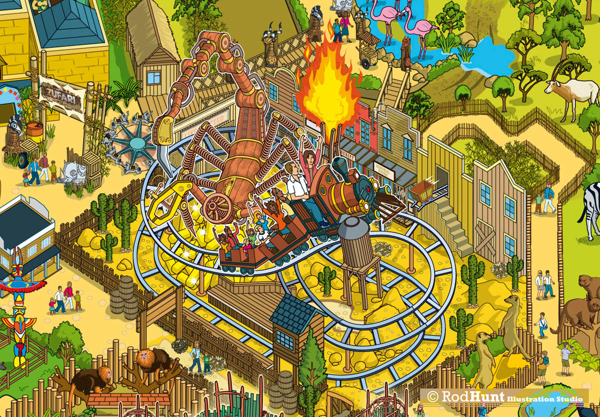 Illustrated Tourist Attraction Maps - Chessington World of Adventures
