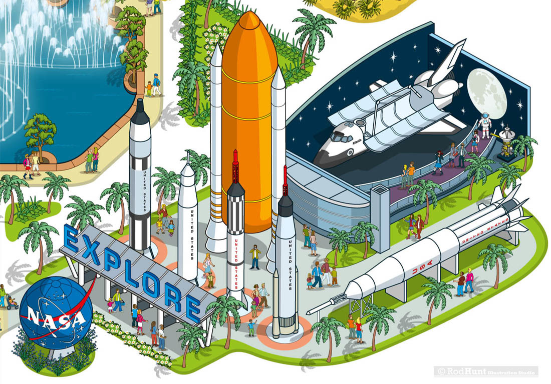 Nasa Space Museum Visitor Map Illustration