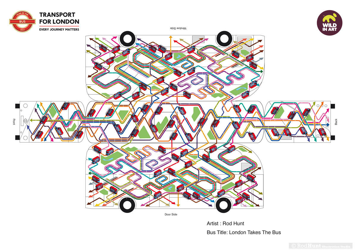Transport for London Year of the Bus Sculpture Trail Illustration