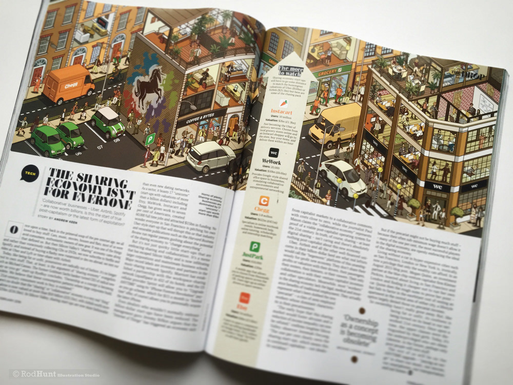 Isometric Pixel Art Editorial illustration in GQ magazine