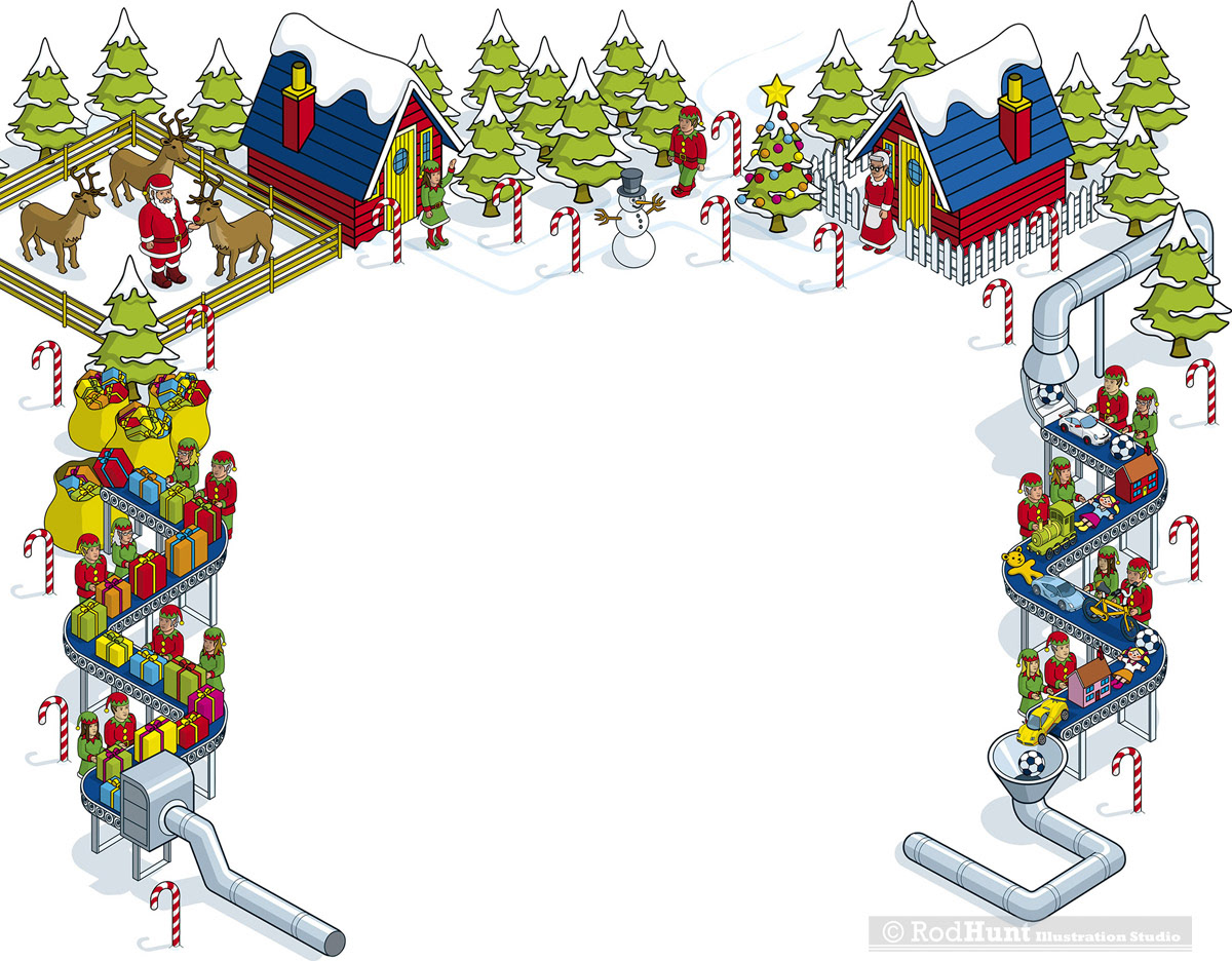 Isometric Banner Advertising and Website Skin - Christmas Campaign for White Pages